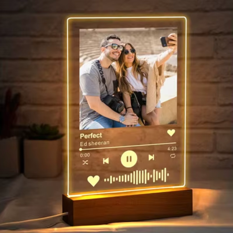 Plaque Photo LED de musique Spotify en acrylique personnalisée
