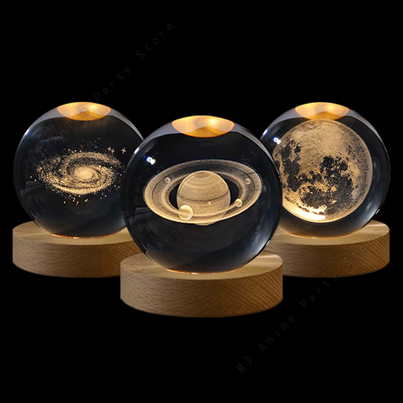 Lampe de chevet LED boule de cristal 3D