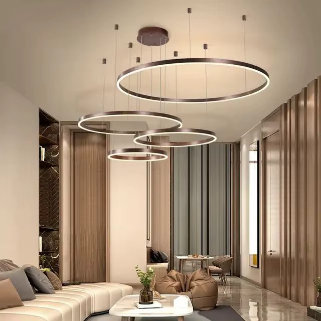 Lustre anneau lumière LED pour le salon 