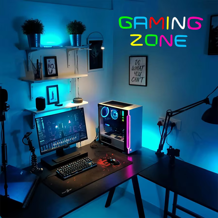 Enseigne néon LED Gaming Zone Mural