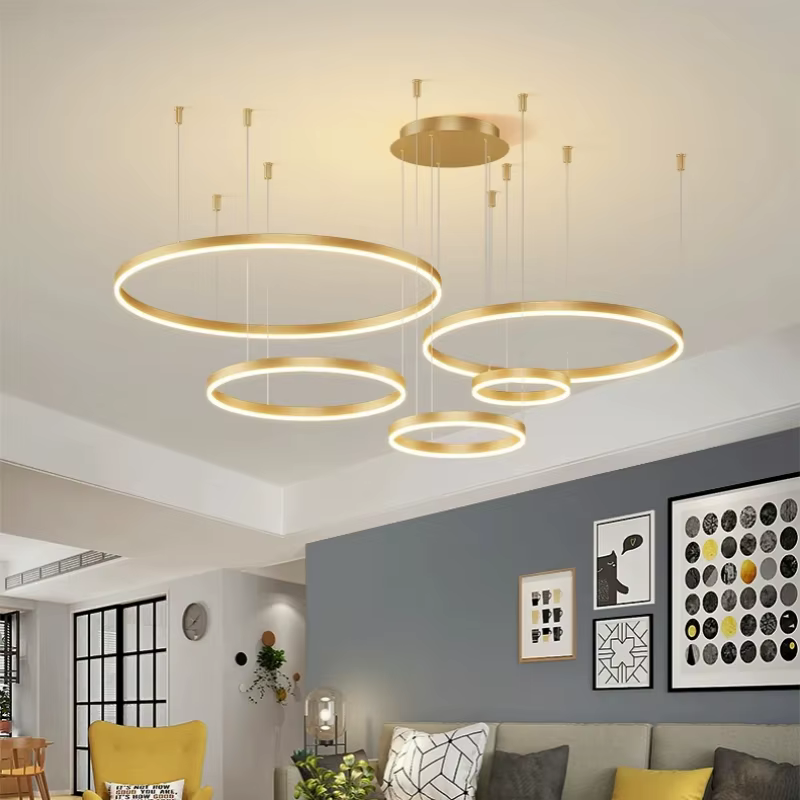 Lustre anneau lumière LED pour le salon 