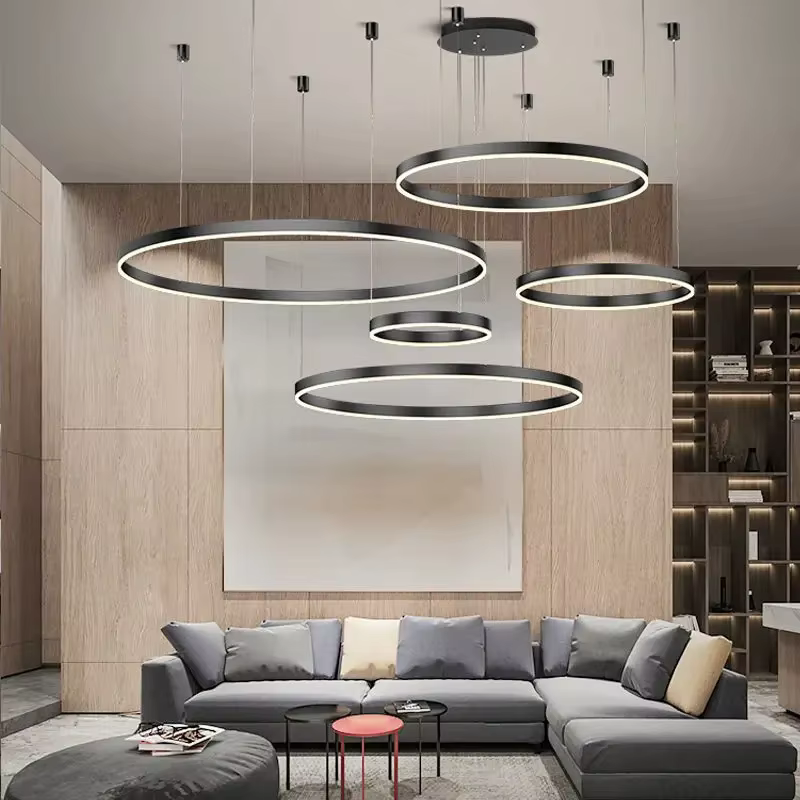 Lustre anneau lumière LED pour le salon 