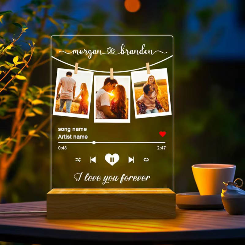 Plaque Photo LED de musique Spotify en acrylique personnalisée