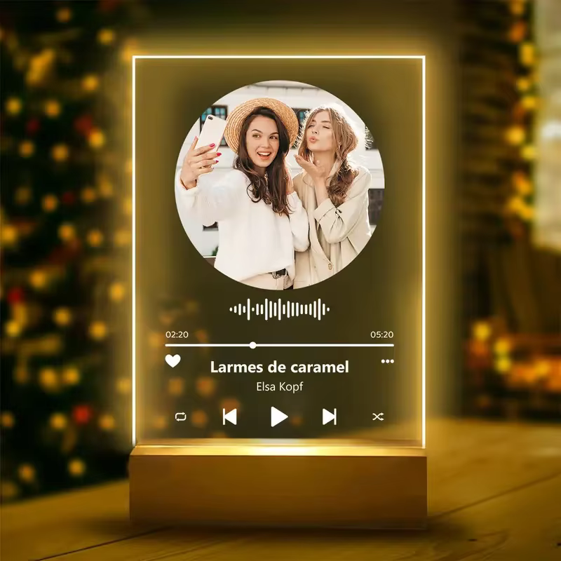 Plaque Photo LED de musique Spotify en acrylique personnalisée
