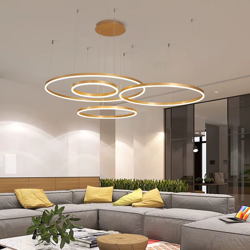 Lustre anneau lumière LED pour le salon 