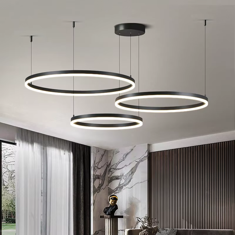 Lustre anneau lumière LED pour le salon 