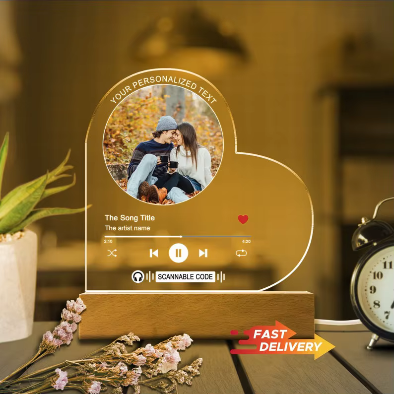 Plaque Photo LED de musique Spotify en acrylique personnalisée