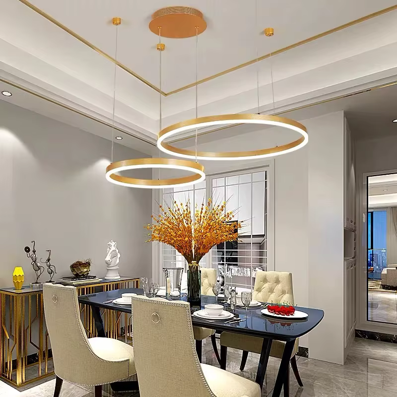 Lustre anneau lumière LED pour le salon 