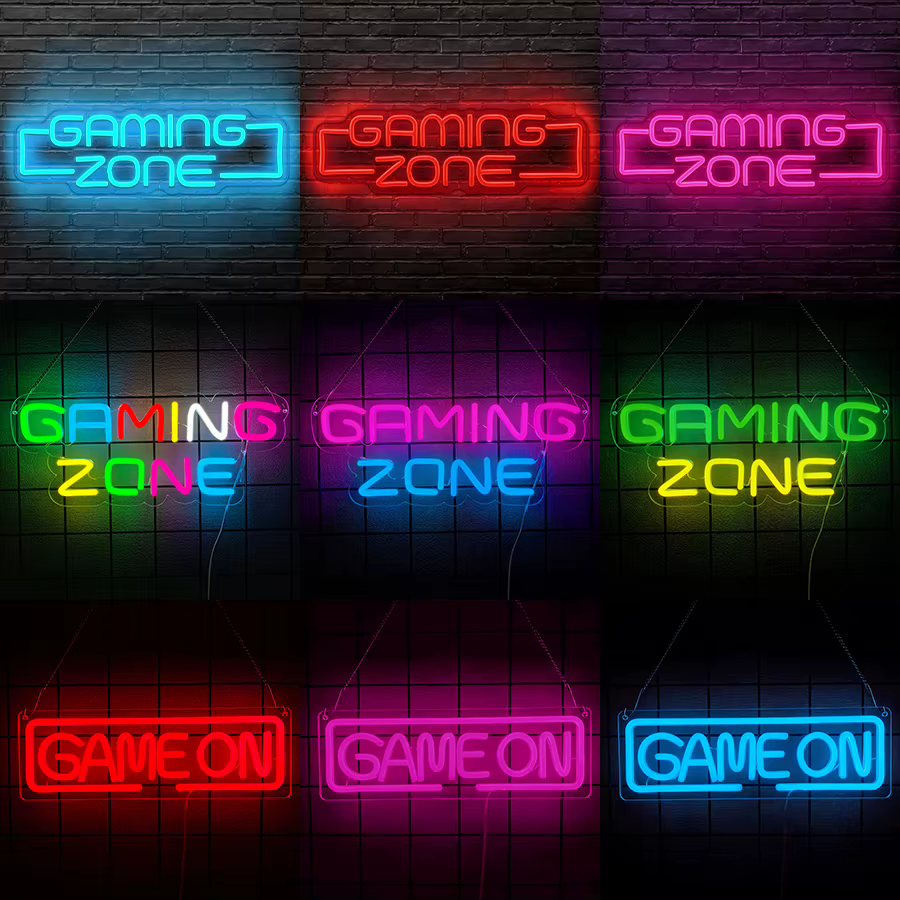 Enseigne néon LED Gaming Zone Mural