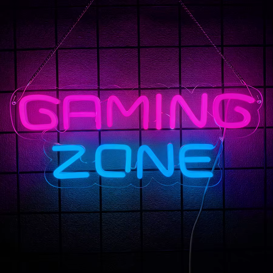 Enseigne néon LED Gaming Zone Mural