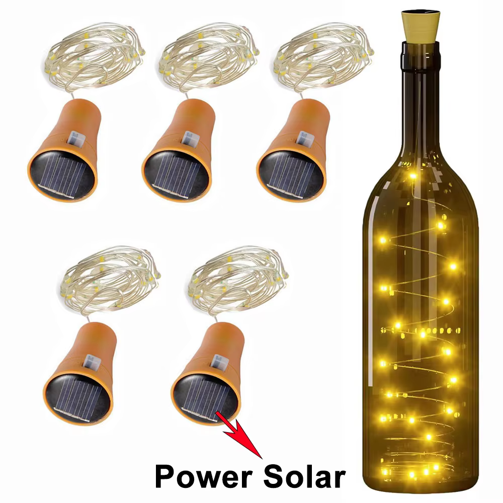 Guirlande lumineuse solaire LED pour bouteille de vin