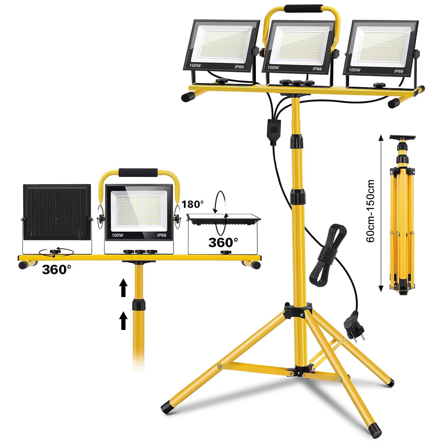 Projecteur de Chantier LED 300W avec support