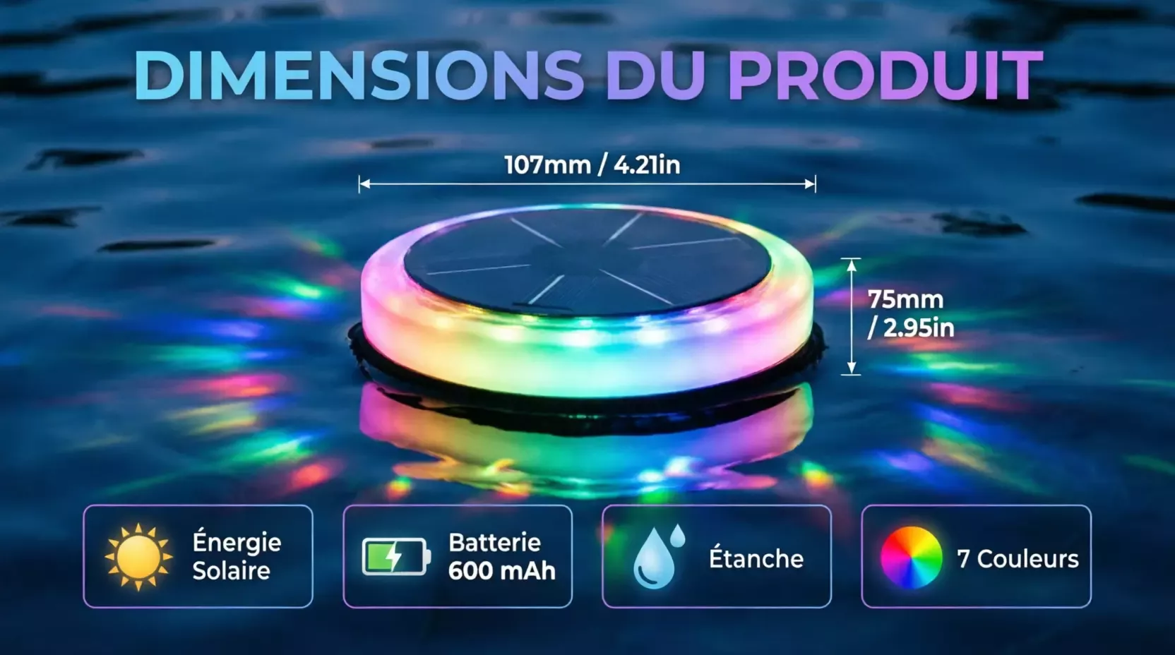 Éclairage solaire flottant pour piscine
