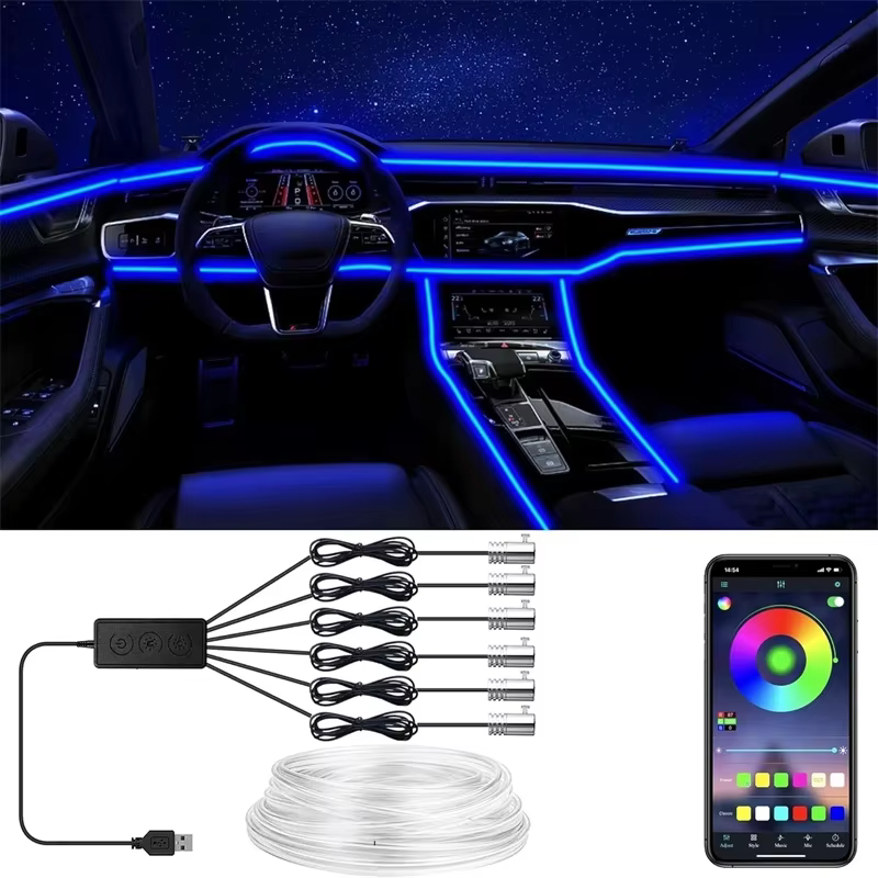 Lumières flexibles en fil LED pour Voiture avec contrôle par application