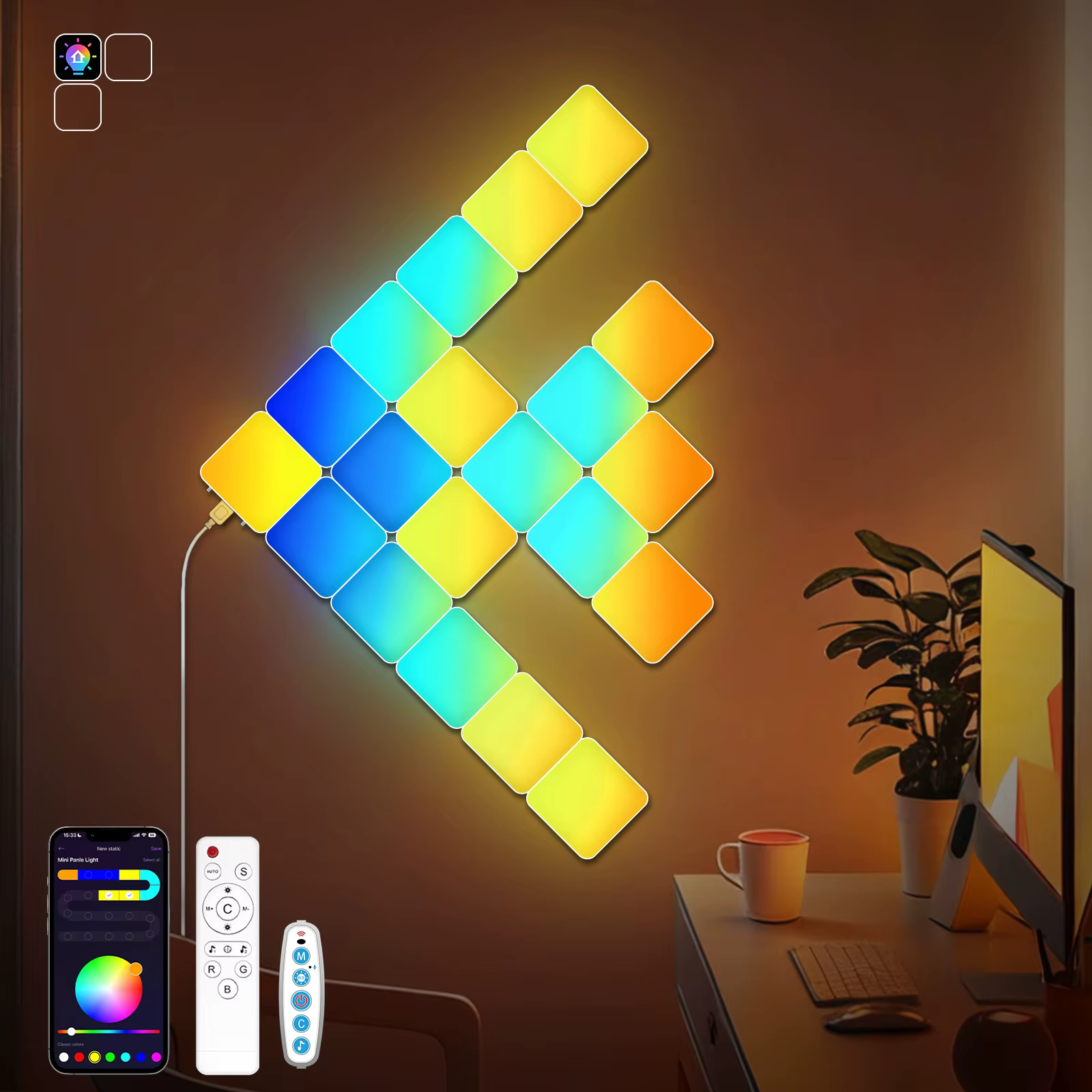 Mini panneaux lumineux LED, lampe murale