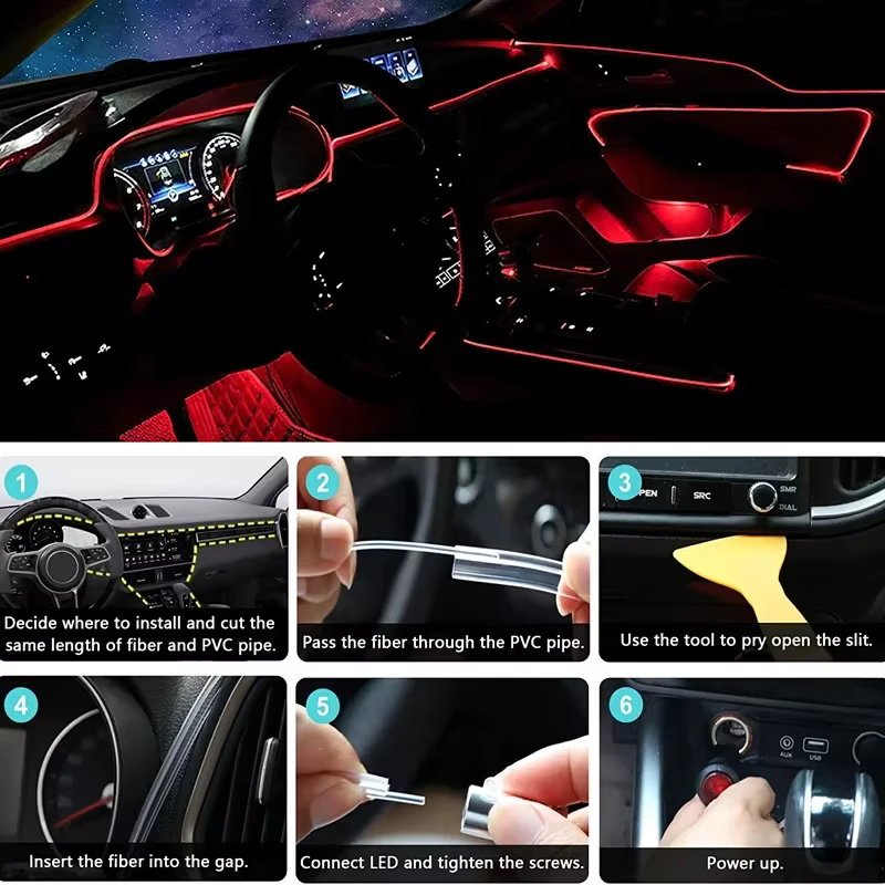 Lumières flexibles en fil LED pour Voiture avec contrôle par application