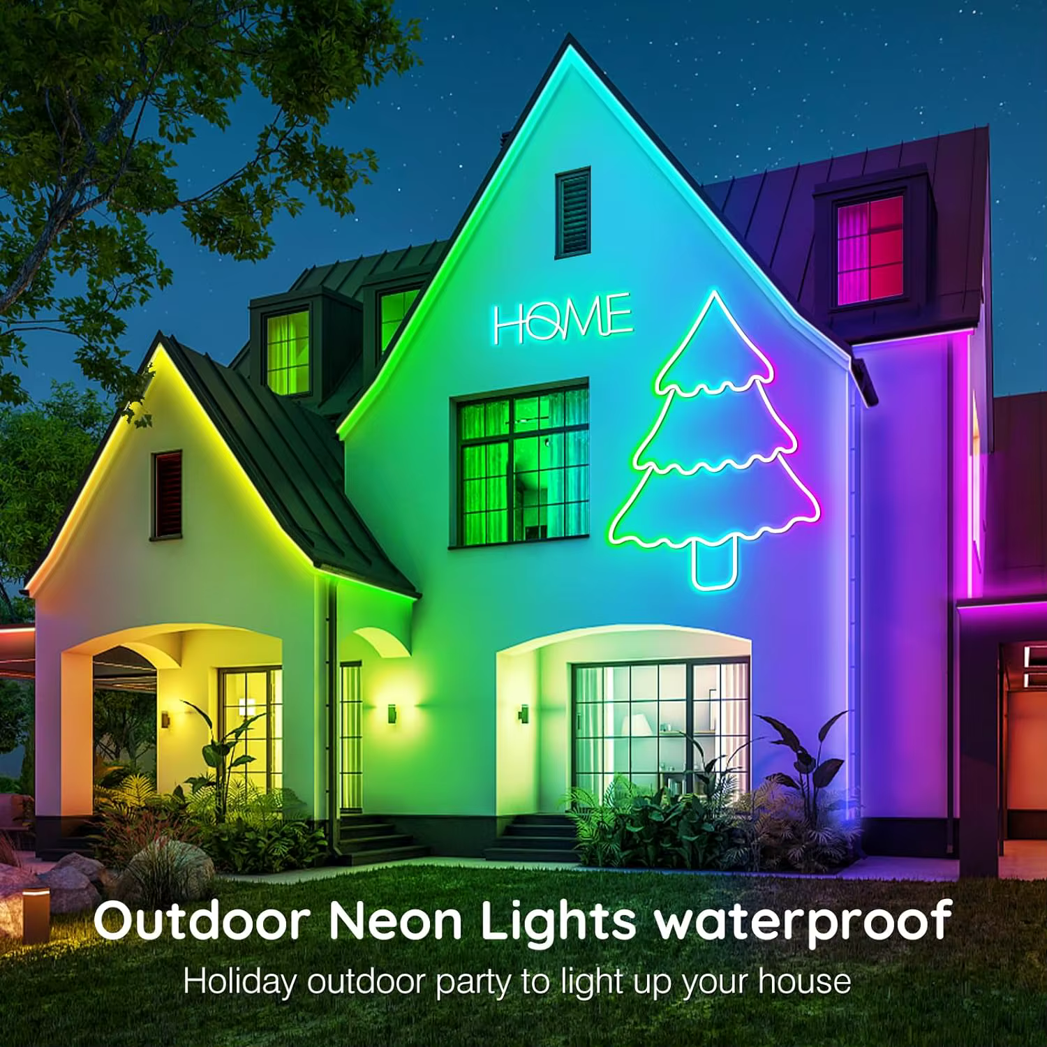Corde lumineuse LED au néon flexible, lumières extérieures