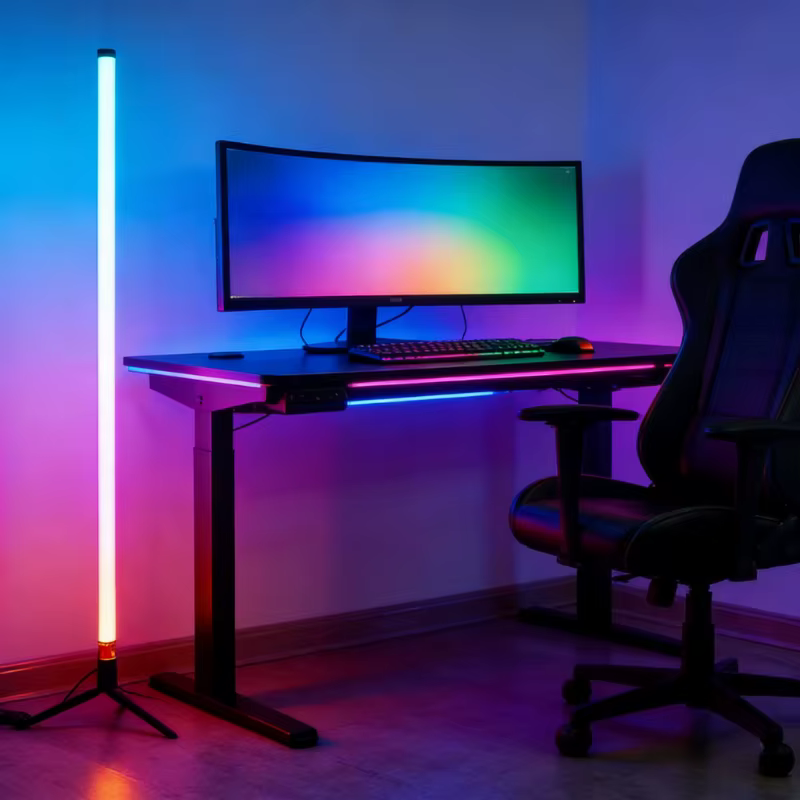 Lampe de sol LED pour Bureau, lumière ambiante à détection sonore