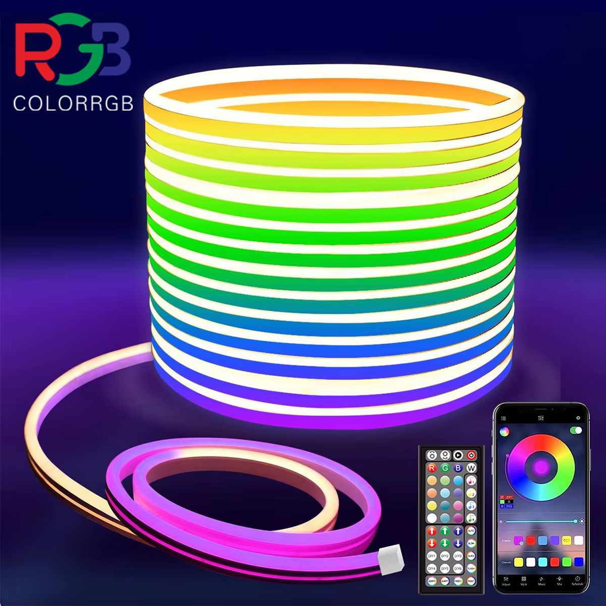 Corde lumineuse LED au néon flexible, lumières extérieures