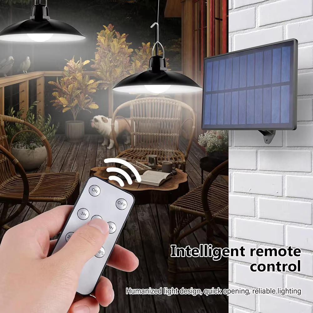 Lustre solaire d'extérieur, lampe LED étanche à double tête