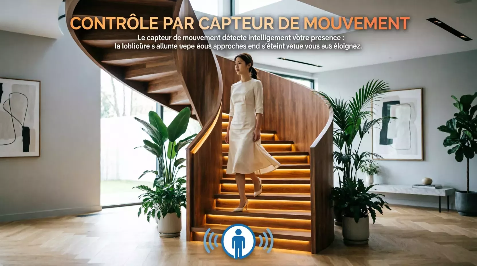 Kit d'éclairage d'escalier intelligent à détecteur de mouvement