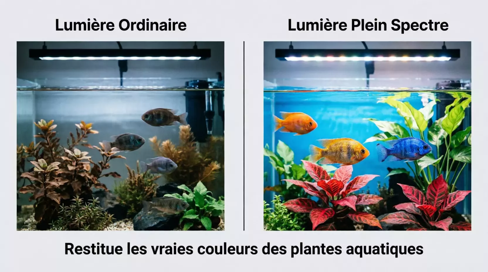 Lumière LED pour aquarium avec minuterie et réglage de la luminosité