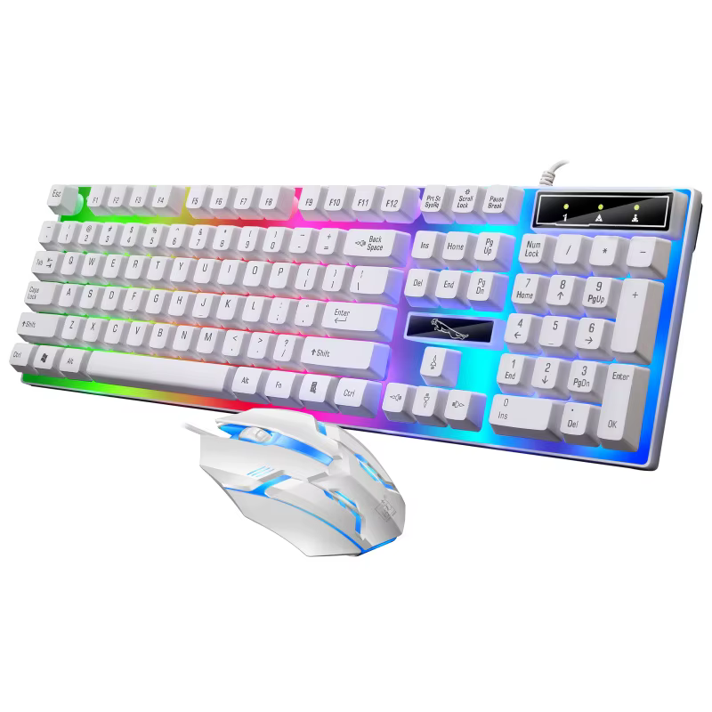 Ensemble clavier et souris de jeu filaire  LED, 104 touches