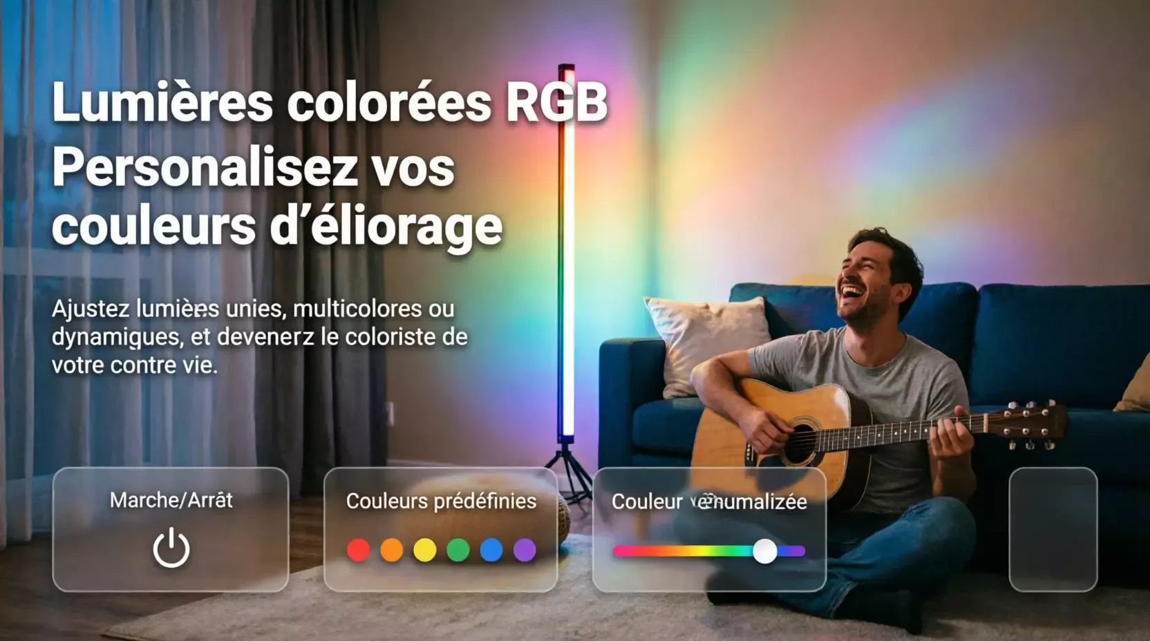 Lampe de sol LED pour Bureau, lumière ambiante à détection sonore